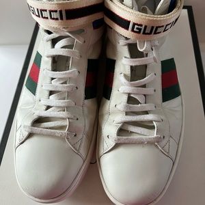 Authentic Gucci Stripe Ace Stripe White Leather Trainers Size 11
